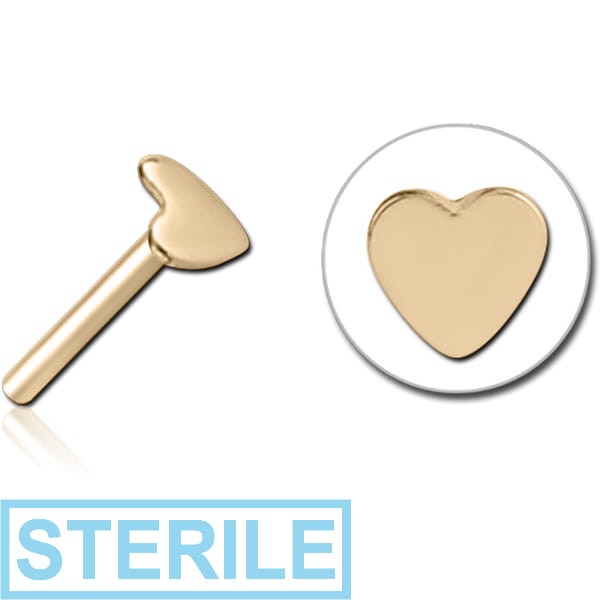 STERILE ZIRCON GOLD PVD COATED SURGICAL STEEL THREADLESS ATTACHMENT - HEART