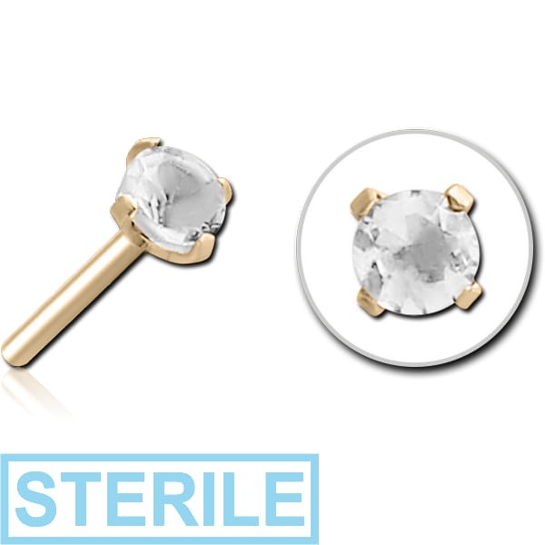STERILE ZIRCON GOLD PVD COATED SURGICAL STEEL JEWELLED THREADLESS ATTACHMENT - ROUND