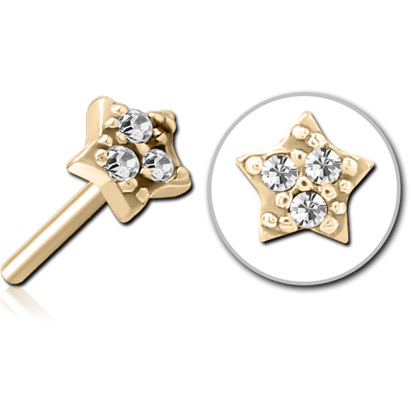 ZIRCON GOLD PVD COATED SURGICAL STEEL JEWELLED THREADLESS ATTACHMENT - STAR PRONGS