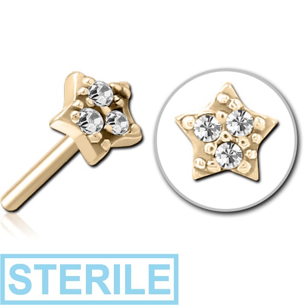 STERILE ZIRCON GOLD PVD COATED SURGICAL STEEL JEWELLED THREADLESS ATTACHMENT - STAR PRONGS