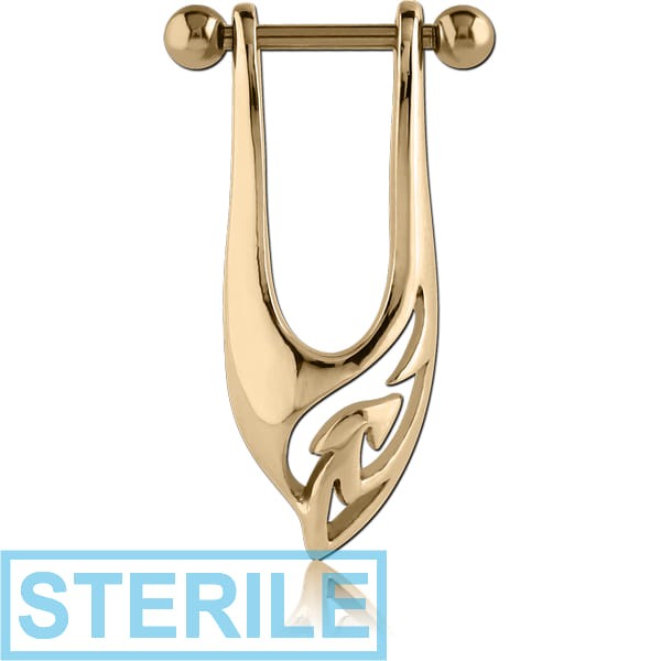 STERILE ZIRCON GOLD PVD COATED SURGICAL STEEL CARTILAGE SHIELD - LEFT
