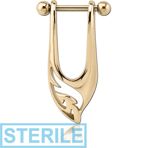 STERILE ZIRCON GOLD PVD COATED SURGICAL STEEL CARTILAGE SHIELD - LEFT