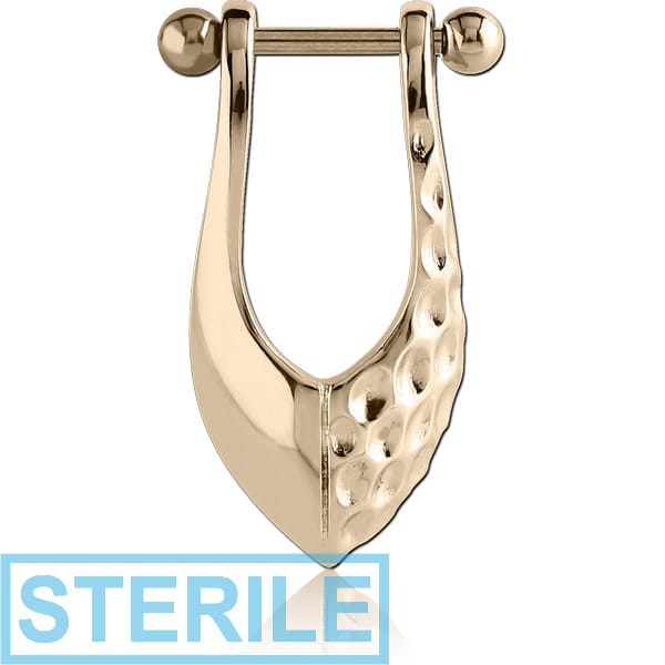 STERILE ZIRCON GOLD PVD COATED SURGICAL STEEL CARTILAGE SHIELD
