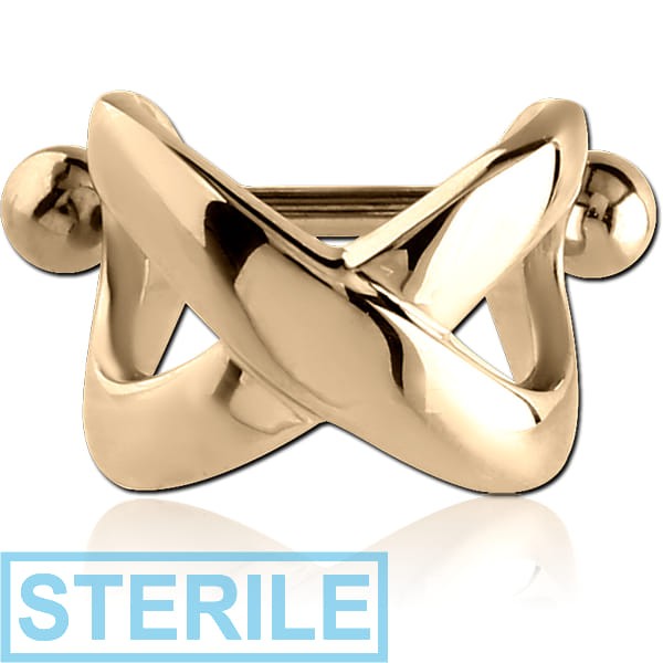 STERILE ZIRCON GOLD PVD COATED SURGICAL STEEL CARTILAGE SHIELD - INFINITY