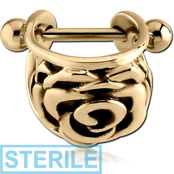 STERILE ZIRCON GOLD PVD COATED SURGICAL STEEL CARTILAGE SHIELD - ROSE