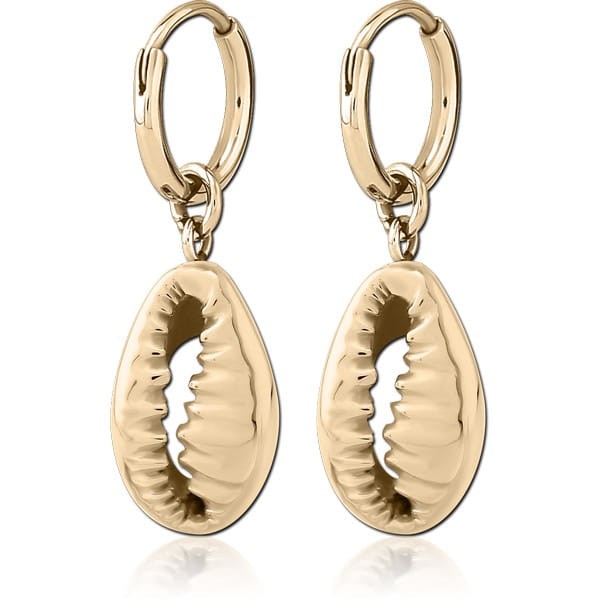 STERILE ZIRCON GOLD PVD COATED SURGICAL STEEL EARRINGS - SHELL
