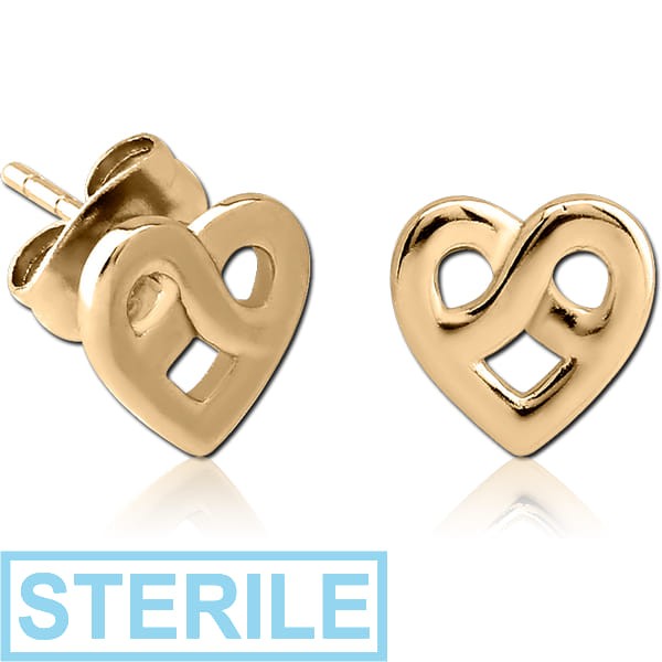STERILE ZIRCON GOLD PVD COATED SURGICAL STEEL EAR STUDS PAIR