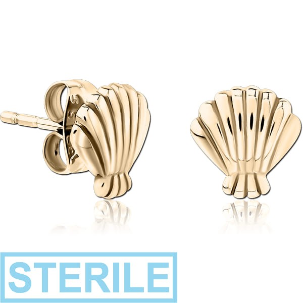 STERILE ZIRCON GOLD PVD SURGICAL STEEL EAR STUDS PAIR