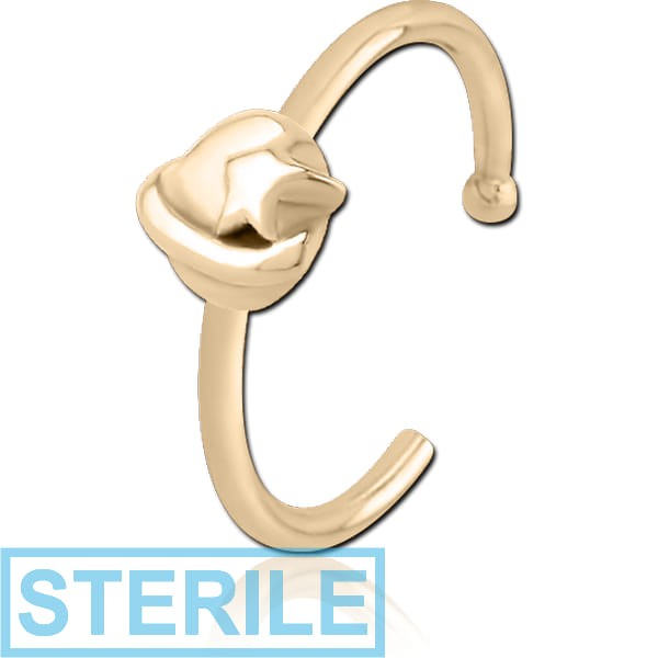 STERILE ZIRCON GOLD PVD COATED SURGICAL STEEL OPEN NOSE RING - EYE STAR