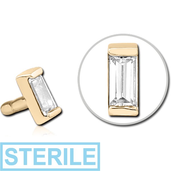 STERILE ZIRCON GOLD PVD COATED SURGICAL STEEL JEWELLED PUSH FIT ATTACHMENT FOR BIOFLEX INTERNAL LABRET - SQUARE