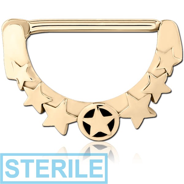 STERILE ZIRCON GOLD PVD COATED SURGICAL STEEL NIPPLE CLICKER