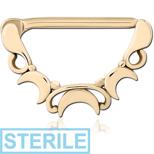 STERILE ZIRCON GOLD PVD COATED SURGICAL STEEL NIPPLE CLICKER
