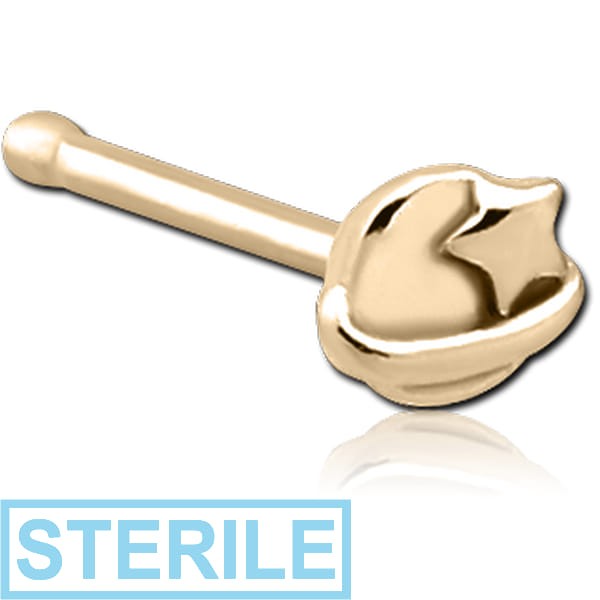 STERILE ZIRCON GOLD PVD COATED SURGICAL STEEL NOSE BONE