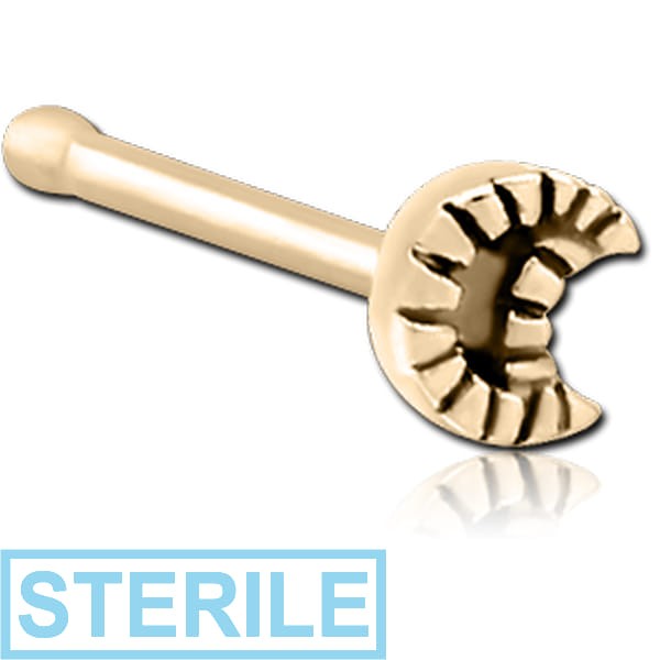 STERILE ZIRCON GOLD PVD COATED SURGICAL STEEL NOSE BONE - CRESCENT