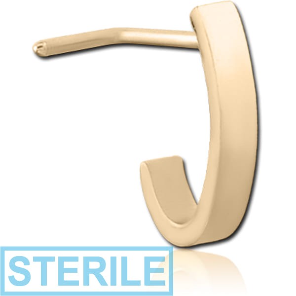 STERILE ZIRCON GOLD PVD COATED SURGICAL STEEL 90 DEGREE WRAP AROUND NOSE STUD