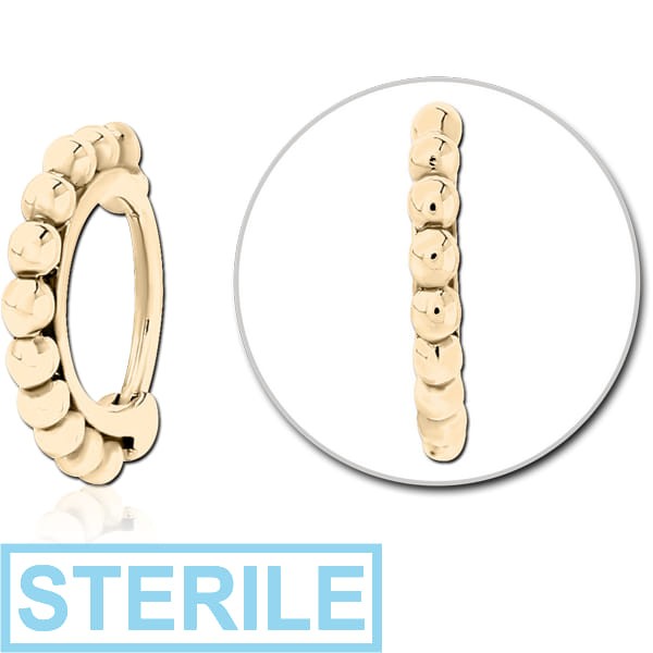 STERILE ZIRCON GOLD PVD COATED SURGICAL STEEL NOSE CLCKER RING