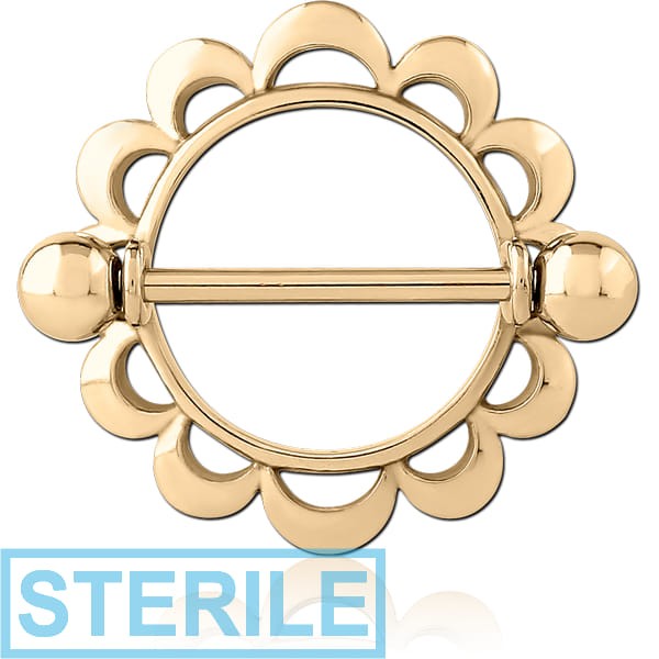 STERILE ZIRCON GOLD PVD COATED SURGICAL STEEL NIPPLE SHIELD