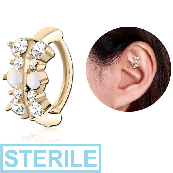 STERILE ZIRCON GOLD PVD COATED SURGICAL STEEL JEWELLED ROOK CLICKER - FILIGREE