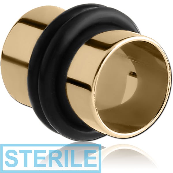 STERILE ZIRCON GOLD PVD COATED STAINLESS STEEL FLESH TUNNEL