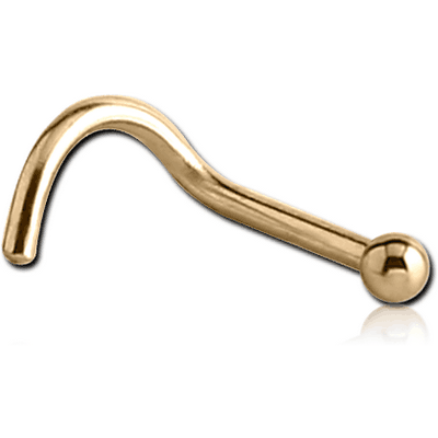ZIRCON GOLD PVD COATED SURGICAL STEEL CURVED BALL NOSE STUD