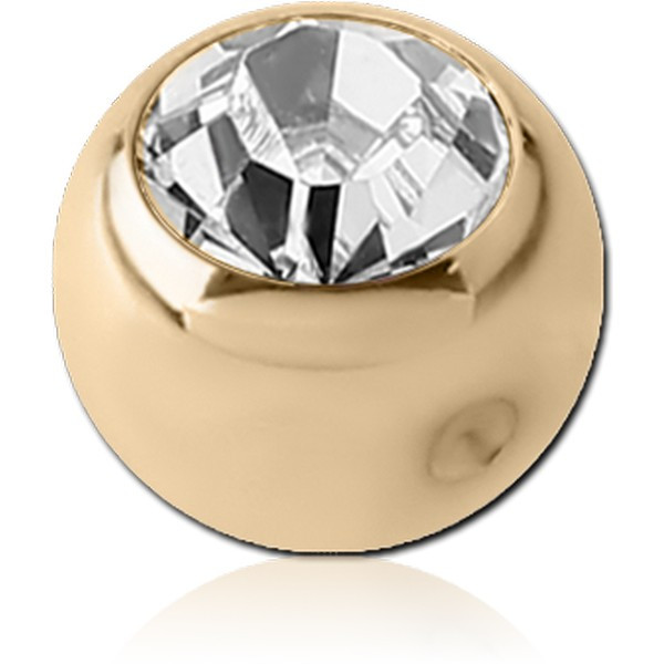 ZIRCON GOLD PVD COATED SURGICAL STEEL SWAROVSKI CRYSTAL JEWELLED BALL FOR BALL CLOSURE RING