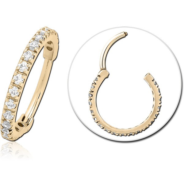 ZIRCON GOLD PVD COATED SURGICAL STEEL PRONG SET CRYSTAL JEWELLED MULTI PURPOSE CLICKER