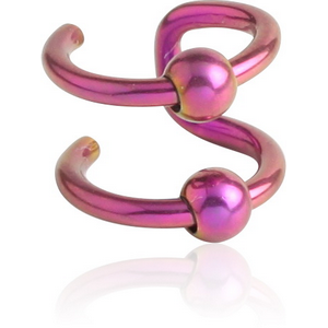 ANODISED SURGICAL STEEL DOUBLE ILLUSION EAR CUFF WITH BALLS