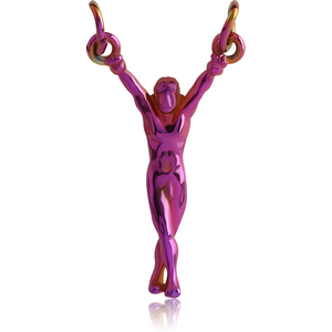 ANODISED SURGICAL STEEL HANGING MAN FOR NIPPLE BARBELL