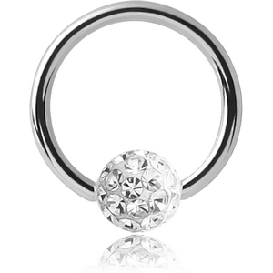 SURGICAL STEEL BALL CLOSURE RING WITH EPOXY COATED CRYSTALINE JEWELLED BALL