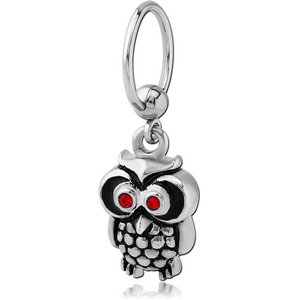 SURGICAL STEEL BALL CLOSURE RING WITH CHARM - OWL