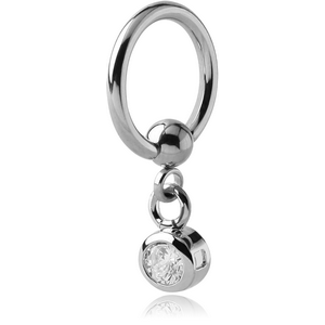 SURGICAL STEEL BALL CLOSURE RING WITH JEWELLED CHARM
