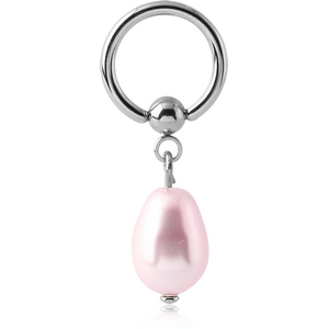 SURGICAL STEEL BALL CLOSURE RING WITH SYNTHETIC PEARL CHARM