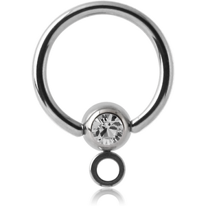 SURGICAL STEEL JEWELLED BALL CLOSURE RING WITH VERTICAL HOOP