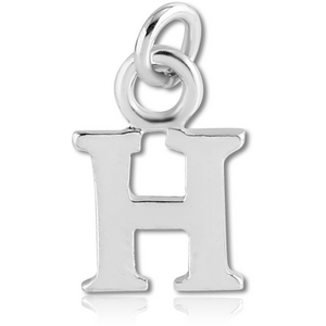 RHODIUM PLATED BRASS LETTER CHARM - H