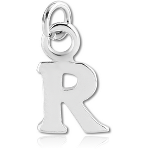 RHODIUM PLATED BRASS LETTER CHARM - R