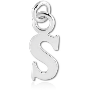 RHODIUM PLATED BRASS LETTER CHARM - S
