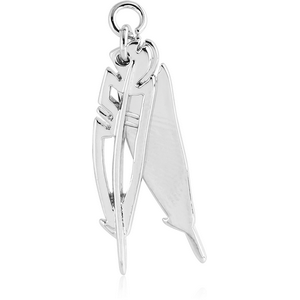 RHODIUM PLATED BRASS CHARM - FEATHER AND SHADOW