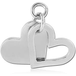 RHODIUM PLATED BRASS CHARM - HEART AND SHADOW