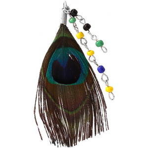 PEACOCK FEATHER CHARM WITH BEADS