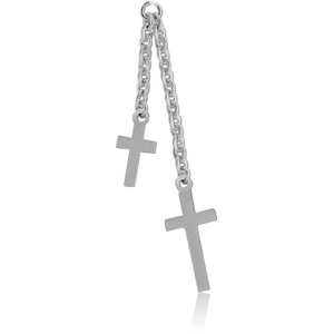 SURGICAL STEEL TWO CROSSES CHARM