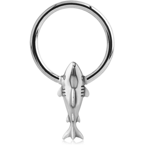 SURGICAL STEEL BALL CLOSURE RING WITH ATTACHMENT - SHARK