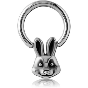 SURGICAL STEEL BALL CLOSURE RING WITH ATTACHMENT - RABBIT HEAD
