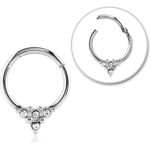 SURGICAL STEEL ROUND JEWELLED HINGED SEPTUM RING