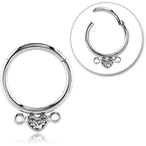 SURGICAL STEEL ROUND PRONG SET JEWELLED HINGED SEGMENT RING