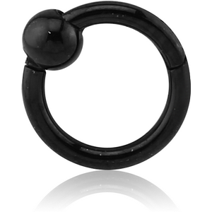 BLACK PVD COATED SURGICAL STEEL HINGED SEGMENT RING WITH BALL