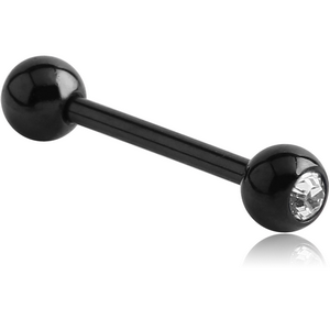 BLACK PVD COATED SURGICAL STEEL PREMIUM CRYSTAL JEWELLED BARBELL
