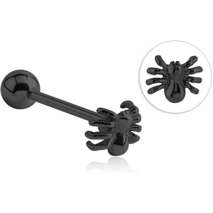 BLACK PVD COATED SURGICAL STEEL BARBELL - SPIDER