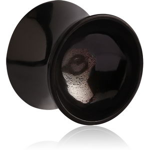 BLACK PVD COATED SURGICAL STEEL DOUBLE FLARED MIRROR PLUG