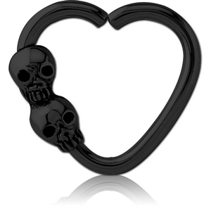 BLACK PVD COATED SURGICAL STEEL OPEN HEART SEAMLESS RING