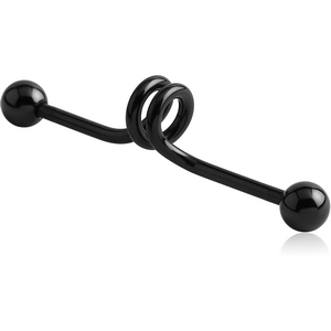 BLACK PVD COATED SURGICAL STEEL INDUSTRIAL SPRING BARBELL